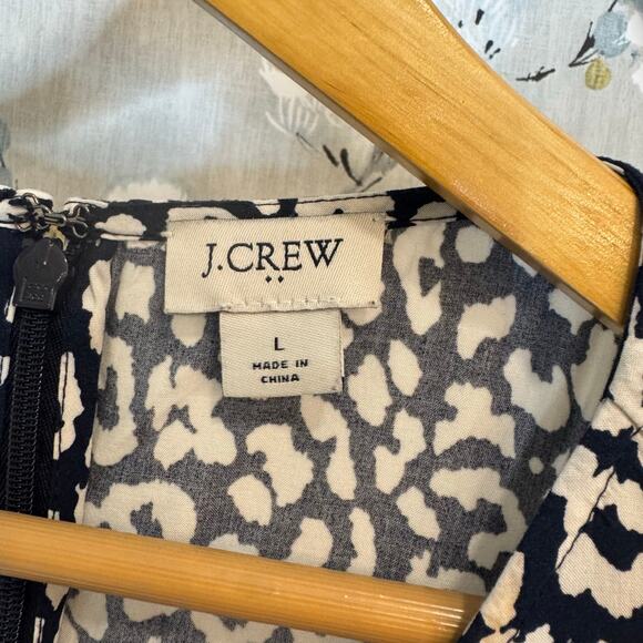 J Crew Factory Navy and White Boho Animal Print Midi Dress - Size Large - Picture 3 of 6